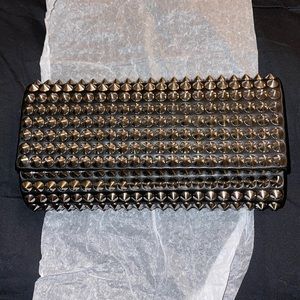 Foxblood studded clutch